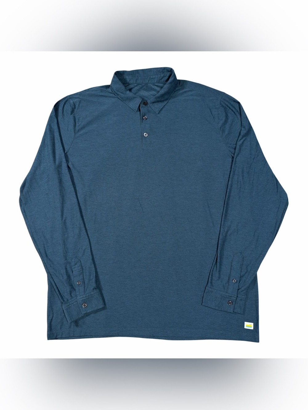 Vuori Strato Tech Polo Shirt Men’s XL Heathered Blue Long Sleeve Stretch V1006